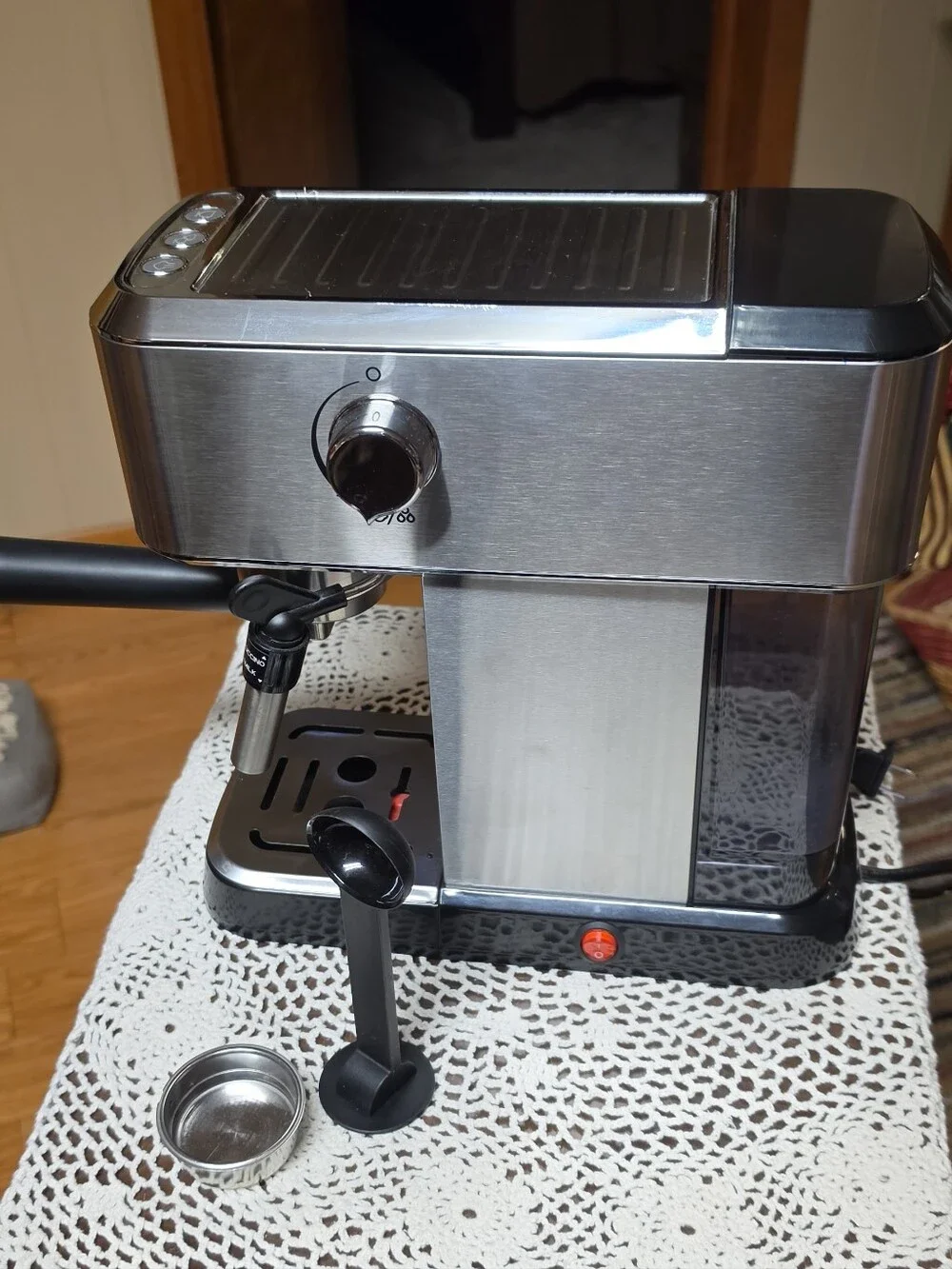 Espresso Stainless Steel Espresso Machine with Black Handle